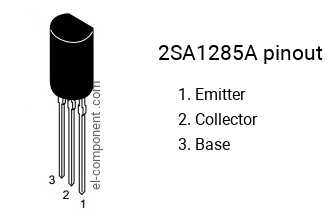 Pinout of the 2SA1285A transistor, marking A1285A