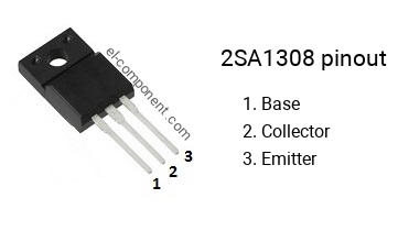 Pinout of the 2SA1308 transistor, marking A1308