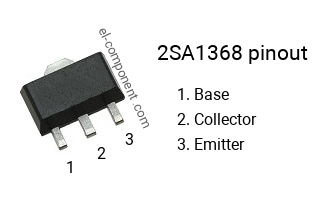 Pinout of the 2SA1368 smd sot-89 transistor, marking A1368