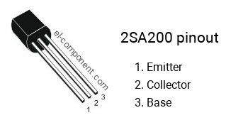 Pinout of the 2SA200 transistor, marking A200