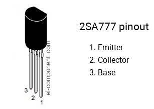Pinout of the 2SA777 transistor, marking A777