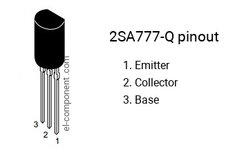 Pinout of the 2SA777-Q transistor, marking A777-Q