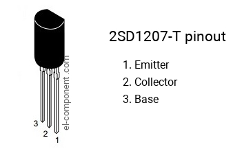 Pinout of the 2SD1207-T transistor, marking D1207-T