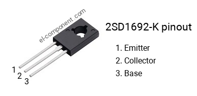 Pinout of the 2SD1692-K transistor, marking D1692-K