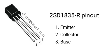 Pinout of the 2SD1835-R transistor, marking D1835-R