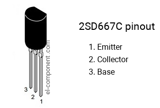 Pinout of the 2SD667C transistor, marking D667C
