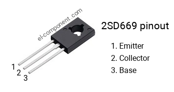 Pinout of the 2SD669 transistor, marking D669