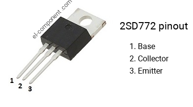 Pinout of the 2SD772 transistor, marking D772