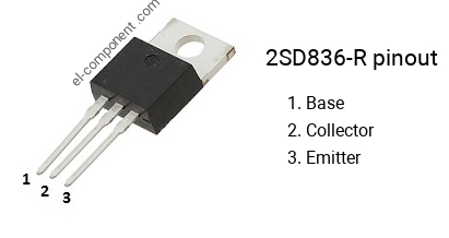 Pinout of the 2SD836-R transistor, marking D836-R