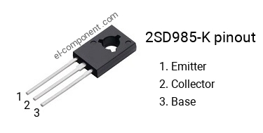 Pinout of the 2SD985-K transistor, marking D985-K