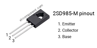 Pinout of the 2SD985-M transistor, marking D985-M