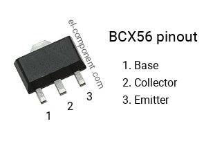 Pinout of the BCX56 smd sot-89 transistor