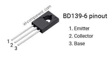 Pinout of the BD139-6 transistor