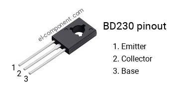 Pinout of the BD230 transistor
