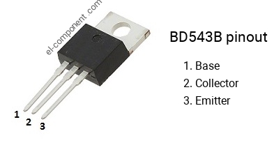 Pinout of the BD543B transistor