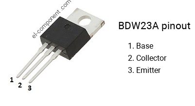 Pinout of the BDW23A transistor