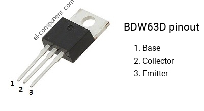 Pinout of the BDW63D transistor
