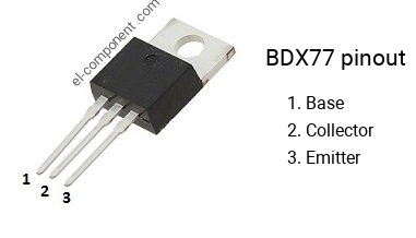 Pinout of the BDX77 transistor