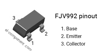 Pinout of the FJV992 smd sot-23 transistor