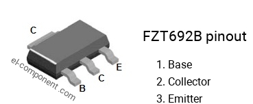 Pinout of the FZT692B smd sot-223 transistor