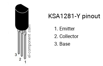 Pinout of the KSA1281-Y transistor, smd marking code A1281-Y
