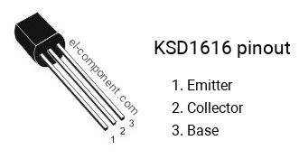 Pinout of the KSD1616 transistor