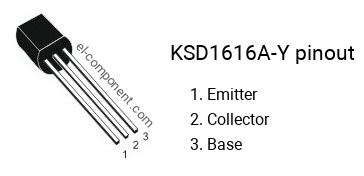 Pinout of the KSD1616A-Y transistor