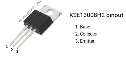 Pinout of the KSE13008H2 transistor, smd marking code E13008-2