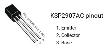 Pinout of the KSP2907AC transistor, marking KSP 2907AC