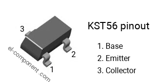 Pinout of the KST56 smd sot-23 transistor