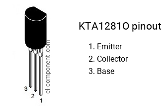 Pinout of the KTA1281O transistor