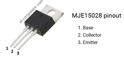 Pinout of the MJE15028 transistor