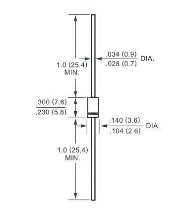 Dimensions FR204 diode