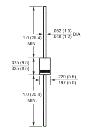 Dimensions FR301 diode