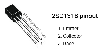 Diagrama de pines del 2SC1318 , marcado C1318
