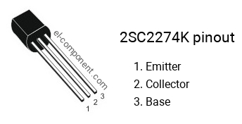 Diagrama de pines del 2SC2274K , marcado C2274K