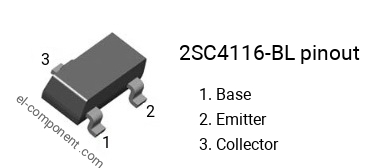 Pinbelegung des 2SC4116-BL smd sot-323 , Kennzeichnung C4116-BL