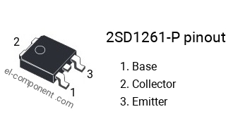 Pinout of the 2SD1261-P transistor, marking D1261-P
