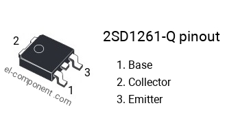 Pinout of the 2SD1261-Q transistor, marking D1261-Q