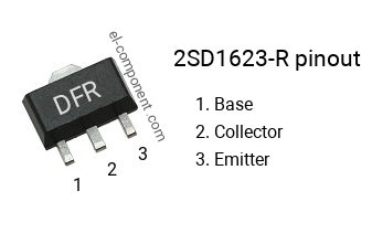 Brochage du 2SD1623-R smd sot-89 , smd marking code DFR