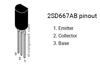 Diagrama de pines del 2SD667AB , marcado D667AB