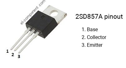 Pinout of the 2SD857A transistor, marking D857A