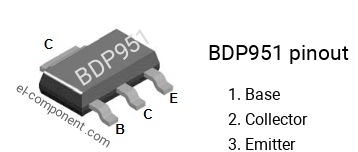 Brochage du BDP951 smd sot-223 , smd marking code BDP951