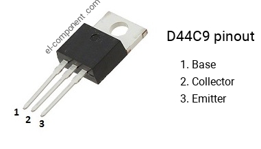 Pinout of the D44C9 transistor