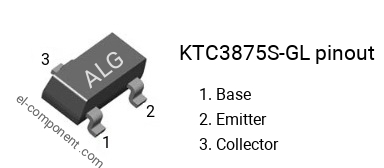 Pinbelegung des KTC3875S-GL smd sot-23 , smd marking code ALG