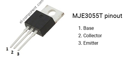 Pinout of the MJE3055T transistor