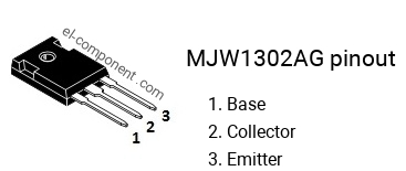 Pinout of the MJW1302AG transistor