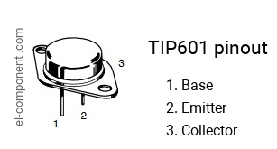 Pinout of the TIP601 transistor